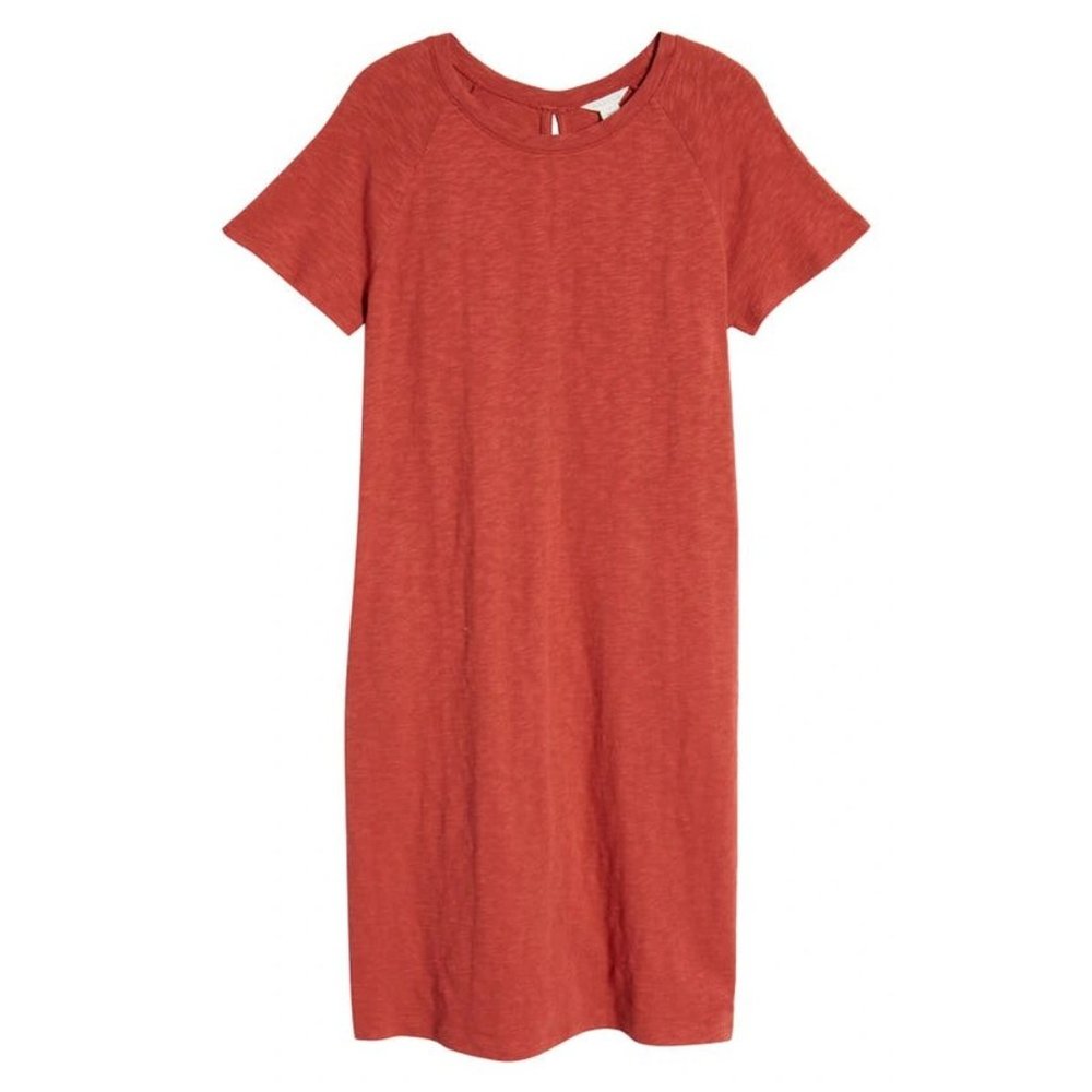 NEW CASLON Cotton Scoop Neck Short Sleeve Raglan T-shirt Dress Size Medium 0026